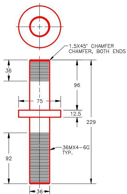 4단계 E – Connecting Shaft 치수 다중 뷰