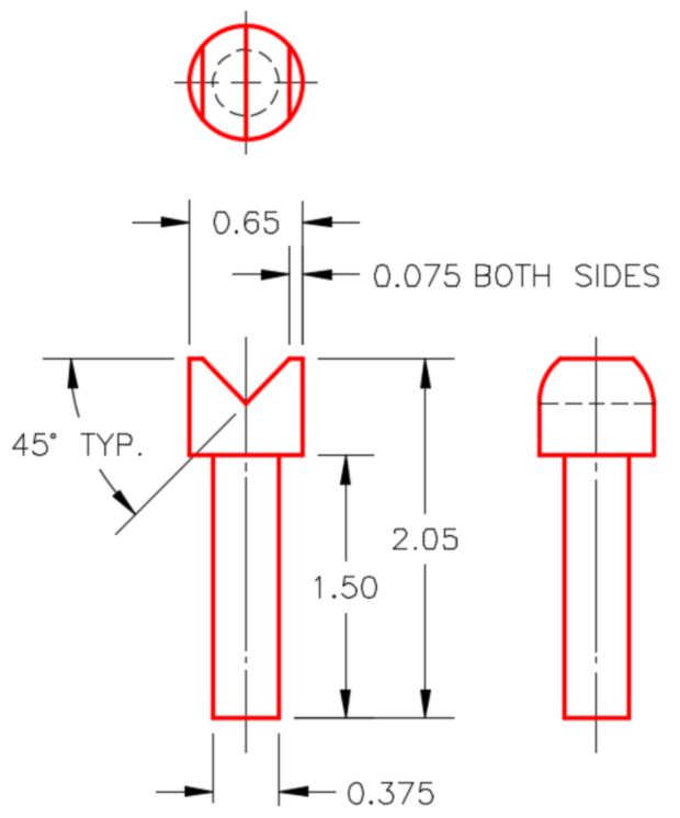 1K – V-Shaft 치수 다중 뷰