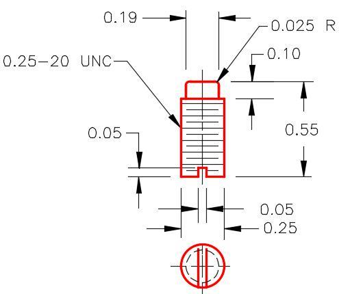 1N – Set Screw 치수 다중 뷰